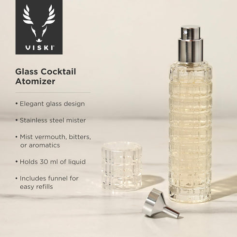 Viski Martini Atomizer, Perfect for Vermouth or Bitters, Travel Spray Bottle, Refillable Bar Sprayer, 30 ml