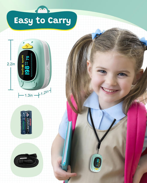 SpO2 Children Pulse Oximeter Fingertip Pulse Oximeter for Kids Child Blood Oxygen Monitor Portable Blood Oxygen