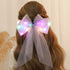 Jeairts LED Bow Clip - Glowing Rainbow Veil Wedding Hair Piece, Colorful Tulle Bow with Clips for Bachelorette Party
