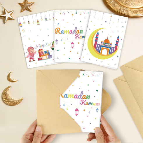Sereliy 4 Sets Eid Gift Card Book, Eid Mubarak Money Holder Cards with Envelopes, Islamic Holiday Ramadan Kareem Gift