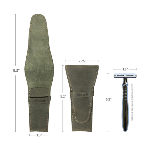 Hide & Drink Leather Safety Razor Case, Handmade Shaving Accessories, Dark Jade