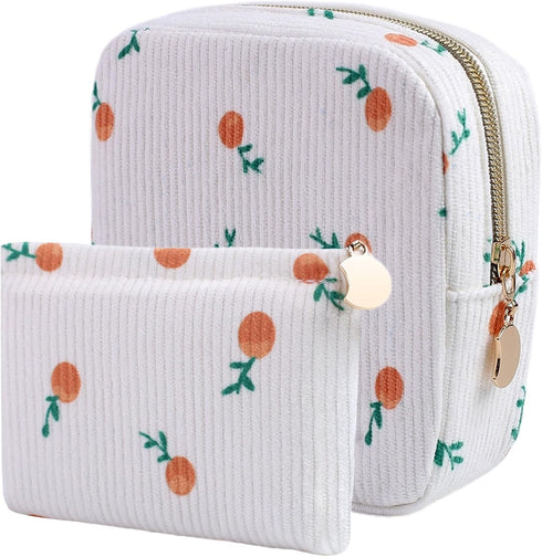 Teircno 2-Pack Period Bag for Women Girls, Portable Corduroy Sanitary Napkin Storage Bag