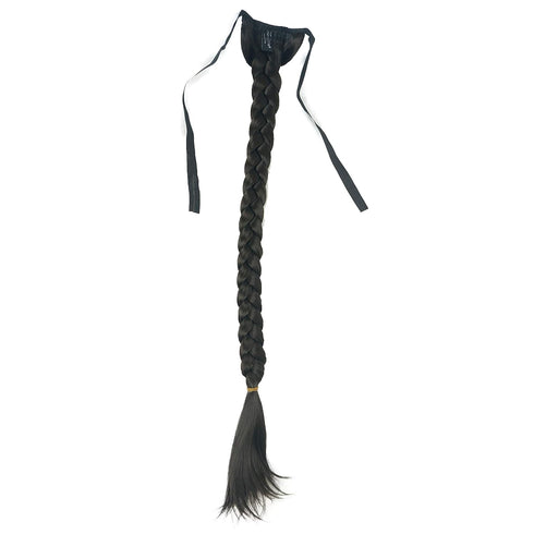 Lydell 24" Long Fishtail Braid Wrap Around Ponytail Extension, Synthetic Hairpiece in #4 Dark Brown