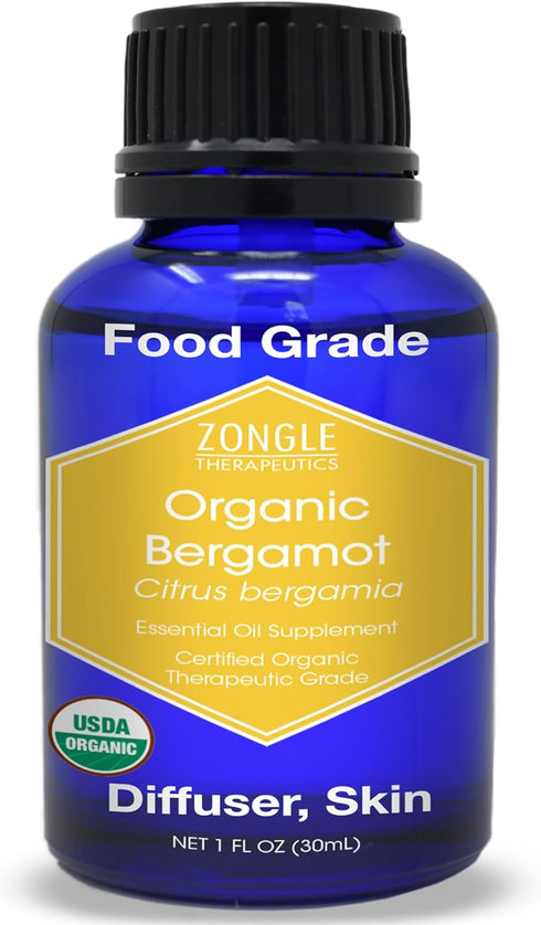 Organic Bergamot Essential Oil - Food Grade, 100% Pure for Tea by Zongle Therapeutics, 1 OZ