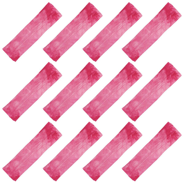 Kenz Laurenz Soft and Stretchy Elastic Cotton Headbands, Pack of 12, Pink Tie Dye