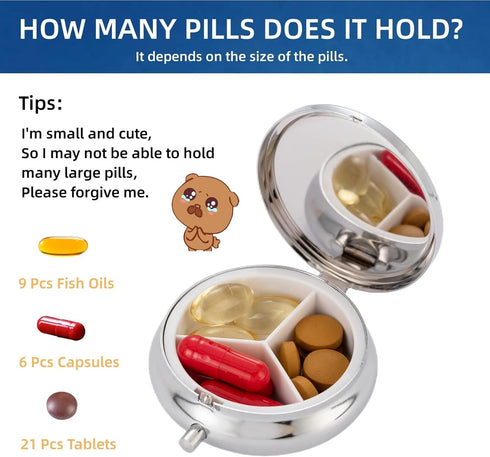 Travel Pill Organizer,Small Medicine Box,Cute Pill Container for Purse,Portable Pill Case Holder to Hold