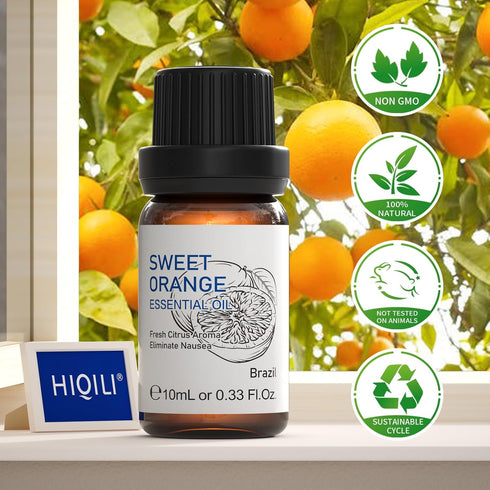 HIQILI Sweet Orange Essential Oil - 100% Pure Natural for Diffuser, Aromatherapy - 10ml