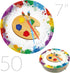 Oojami 100 Count Paper Plates - 50-9" Dinner and 50-7" Dessert Plates with Artist Theme