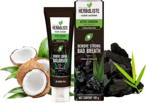 Charcoal Toothpaste - Natural Whitening with Coconut Shell Powder, Fluoride-Free, Gentle Effective, 3.52oz - Black