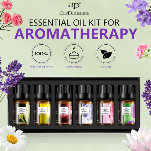 Floral Essential Oil Set, 6x10ml Aromatherapy Gift Kit for Diffuser, Humidifier, DIY Candle, Air Purifier