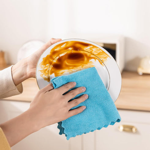 Vnoss 24 Pack 11 x12 inch, Microfiber Cleaning Cloth, Highly Absorbent Cleaning Rags, Reusable Lint Free Cloths