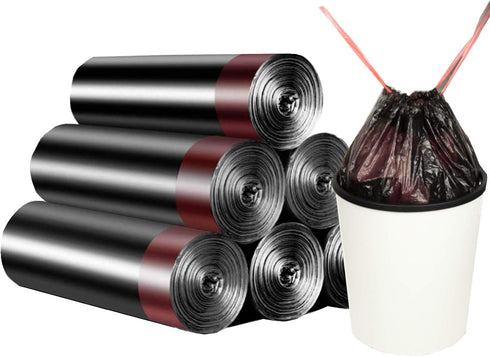 Drawstring Garbage Bags, Thick Durable Leak-proof Trash Bags, 4-6 Gallon Wastebasket Liners for Home, Office