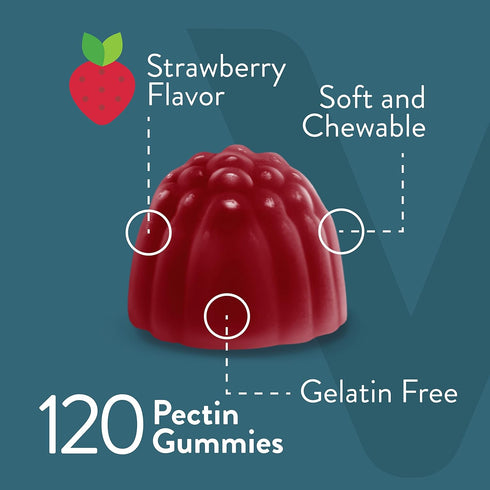 Vitamin D3 K2 Gummies - 1000 IU Vitamin D3 and K2 100mcg - Vegetarian, Gelatin Free, Tasty Chewable Strawberry Flavored