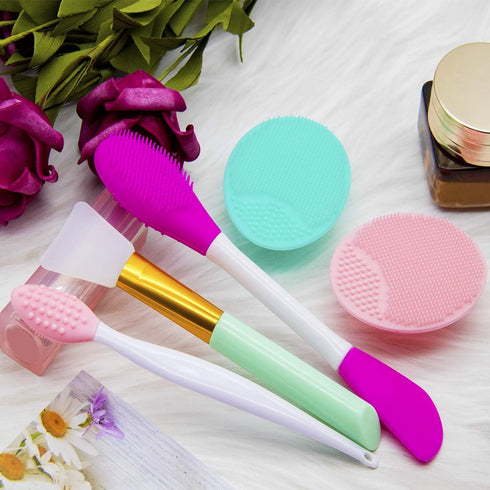 5PCS Silicone Face Scrubber Set, Lip Scrub Brush and Cleansing Brush for Men Women, Exfoliating Face Tool