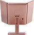 MELANNCO Rose Gold Tri Fold LED Vanity Mirror, 3 Magnifications, Dimmable LED Lights, Touch Control