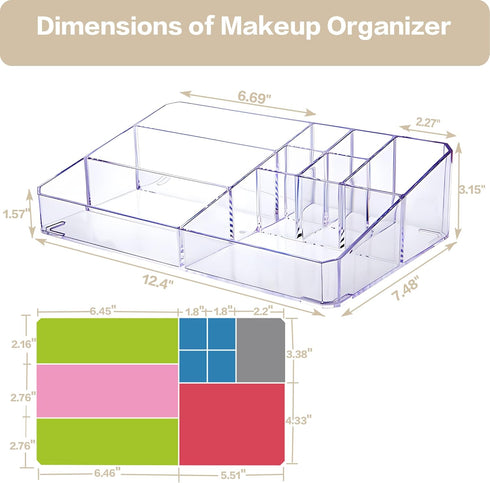 Clear Makeup Organizer, Tiered Skincare Organizer, Acrylic Lipstick Holder, Cosmetic Display Case for Bedroom Vanity