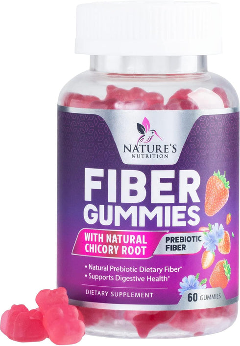Fiber Supplement Gummies for Digestive Health & Regularity Support, 4g Gummy for Adults - 60 Gummies