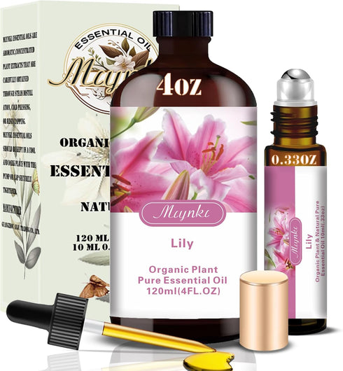 Set, 16oz 4oz Set Lavender & Lily Pure Harmony & Natural Floral Scent for Diffusers, Aromatherapy, Skin Care, Relaxing
