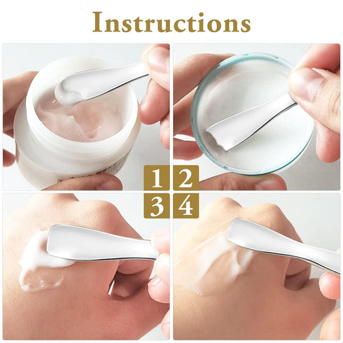 Sibba 3 PCS Facial Spatula Massage Eye Roller, Stainless Steel Applicator Wand for Face Cream and Lotion