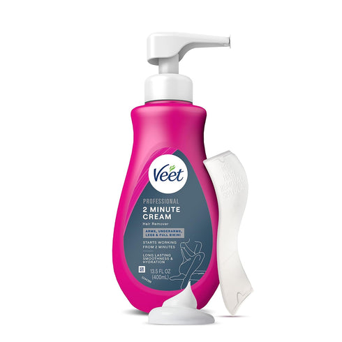VEET Professional Hair Removal Cream, 2 Minute Formula for All Skin Types with Shea Butter | 13.5 FL OZ Bottle