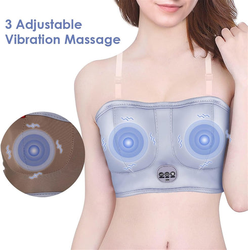 HMYILY 3-in-1 Heating & Vibration Massage Bra, Chest Massager Breast Enhancement Instrument Massage Device,Wireless USB