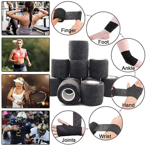 Lyuxzad 4 Pack 2" 5 Self-Adherent Grip Tape Wrap - Cohesive Bandage Wrap x Yards Machine Wrap Cover Elastic Bandage