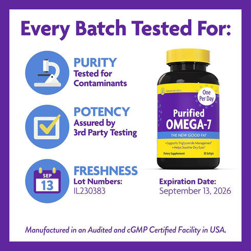 InnovixLabs Purified Omega 7 Supplement, 210 mg Omega-7 Palmitoleic Acid, 30 Softgels