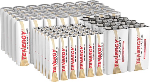Tenergy 84 Pack Alkaline Batteries, 40 Pack AA, 36 Pack AAA, and 8
