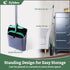 Eyliden Broom and Dustpan Combo Set, Stand Up Dustpan with Long Handle for Home Office Kitchen Lobby, Black & Green