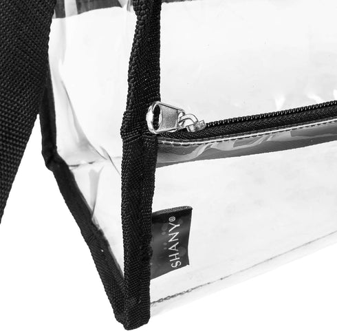 SHANY Clear PVC Water-Resistant Travel Tote Bag, Large See-Thru Bag with Adjustable Shoulder Straps and Zippered Pockets