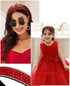 Wecoe Rhinestone Headband for Women Girls, Red Bling Sparkly Crystal Diamond Hair Accessories for Holiday Prom Gift