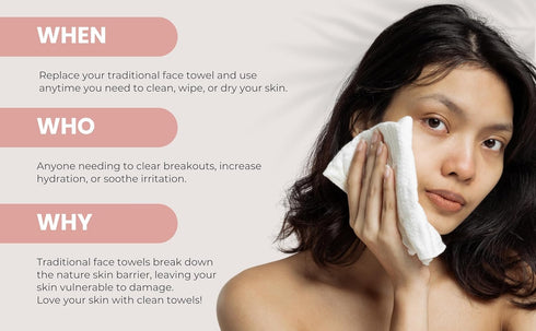 Vegan-Friendly, Unscented Disposable Face Towel, 100% Biodegradable, Makeup Remover, Hypoallergenic, Super Soft