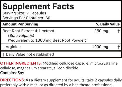 Futurebiotics Beet Root + L-Arginine 2000 MG, Non-GMO, 120 Vegetarian Capsules