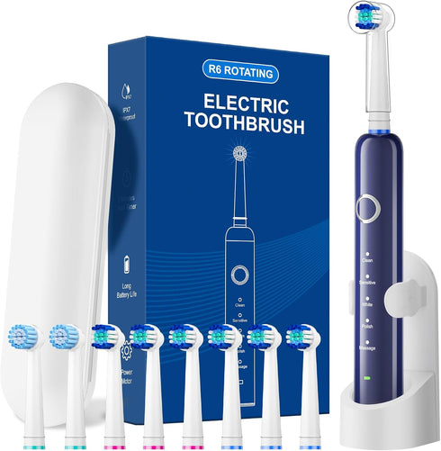 MCUDKIK Rotating Electric Toothbrush for Adults, Rechargeable Power Toothbrush with 5 Cleaning Modes,