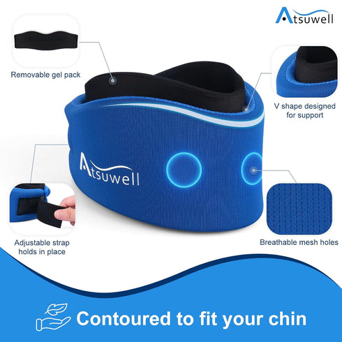 Atsuwell Neck Brace for Sleeping, Soft Cervical Collar for Neck Pain, Adjustable Support with Hot Cold Gel Packs