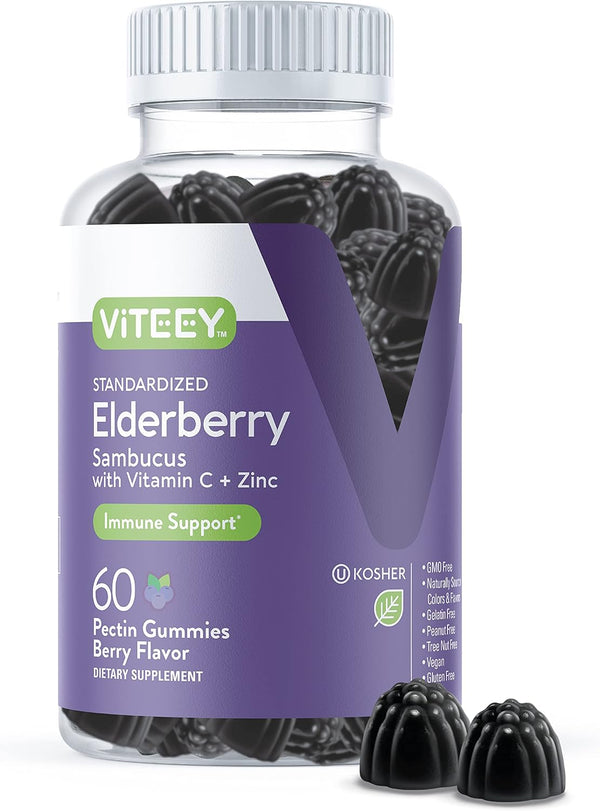 Sambucus Elderberry Gummies for Adults & Teens, Immune Support Supplement with Zinc & Vitamin C, Vegan, Gluten Free