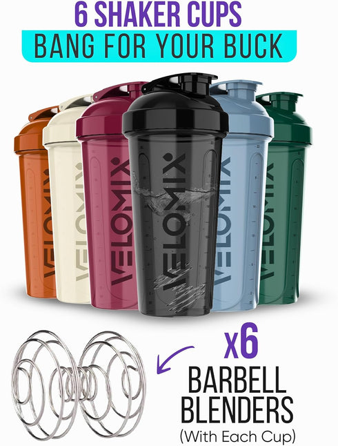 '-6 PACK- 28 oz Shaker Cups for Protein Shakes, Leak Proof Protein Shaker Bottle