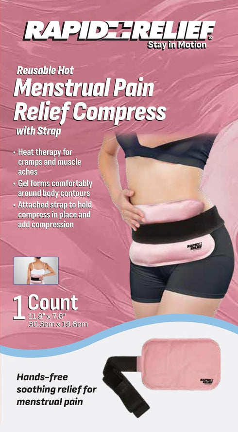 Rapid Relief Reusable Menstrual Hot Gel Compress with Strap Period Cramp, Menstrual and Lower Abdominal Pain Relief