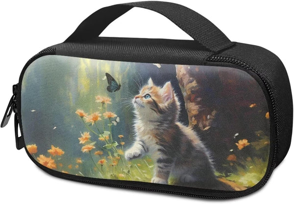 Cute Cat Butterfly Diabetic Supplies Carrying Bag for Glucose Meter, Insulin Pens, Test Strips, Syringe Medication