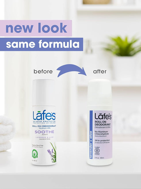 Lafe's Soothe Lavender & Aloe Roll-On Deodorant for Women & Men, 3 oz - All Natural, Vegan, Aluminum Free