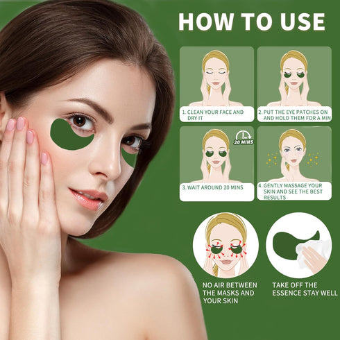 Under Eye Patches 70PCS - Green Tea Eye Masks for Dark Circles and Puffiness, Non-Irritating Eye Gel Pads