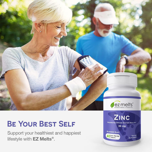EZ Melts Dissolvable Zinc Supplement, 30 mg, Sugar-Free, 2-Month Supply