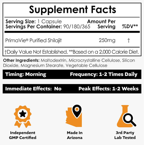 Nootropics Depot PrimaVie Shilajit Capsules, 250mg, 30 Count, Purified Extract, Ayurveda Supplement for Mitochondrial