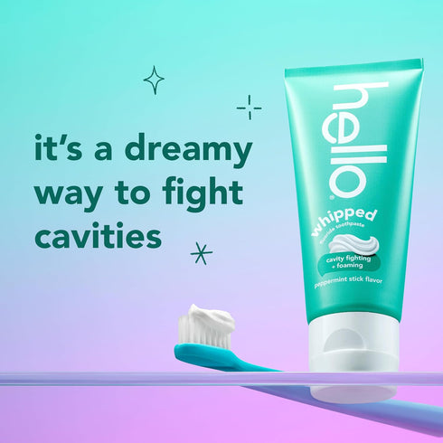 Pack, 2 Pack, 4.0 Oz Hello Whipped Mellow Mint Dream and Peppermint Stick Toothpaste Minty Adult Foam Toothpaste