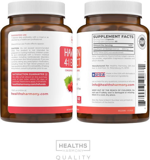 Super Potent Hawthorn Berry Extract Capsules, Vegan Non-GMO Supplement for Heart and Digestive Health, 2 Month Supply