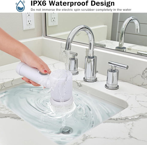 HFLYJPYW 6 (6) Electric Spin Scrubber - Shower Scrubber,Bathroom Scrubber Electric,for Cleaning Tub, Floor, Tile