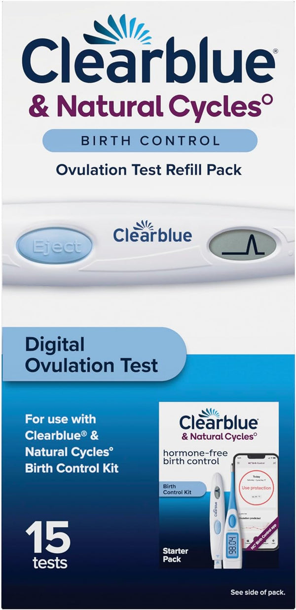 Clearblue & Natural Cycles Birth Control Ovulation Test Refill Pack, 15 Digital