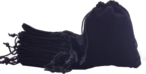 Sansam 50pcs Tiny Drawstring Velvet Jewelry Pouches, 2.0x2.8 Inch Black Gift Bags for Wedding Party