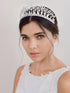 SWEETV Princess Diana Tiara for Women, Silver Pearl Wedding Crown for Bride