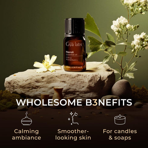 Set Set 2x0.34 oz Rose Essential Oils for Skin Use & Neroli Essential Oil for Diffuser - Aromatherapy Grade Essential